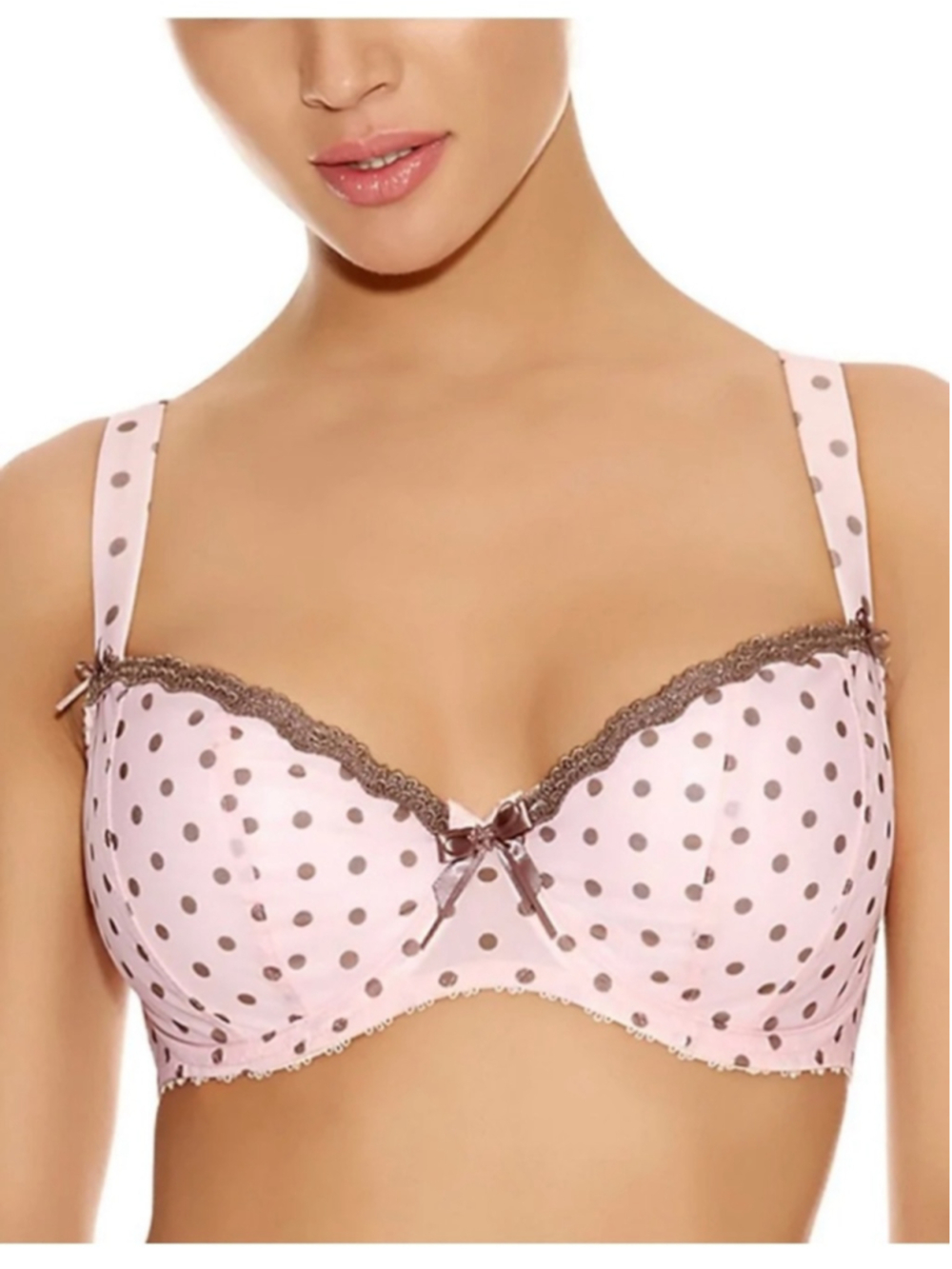 FREYA Patsy underwire ballet pink polka dot old money half cup bra 30 DDDD / G